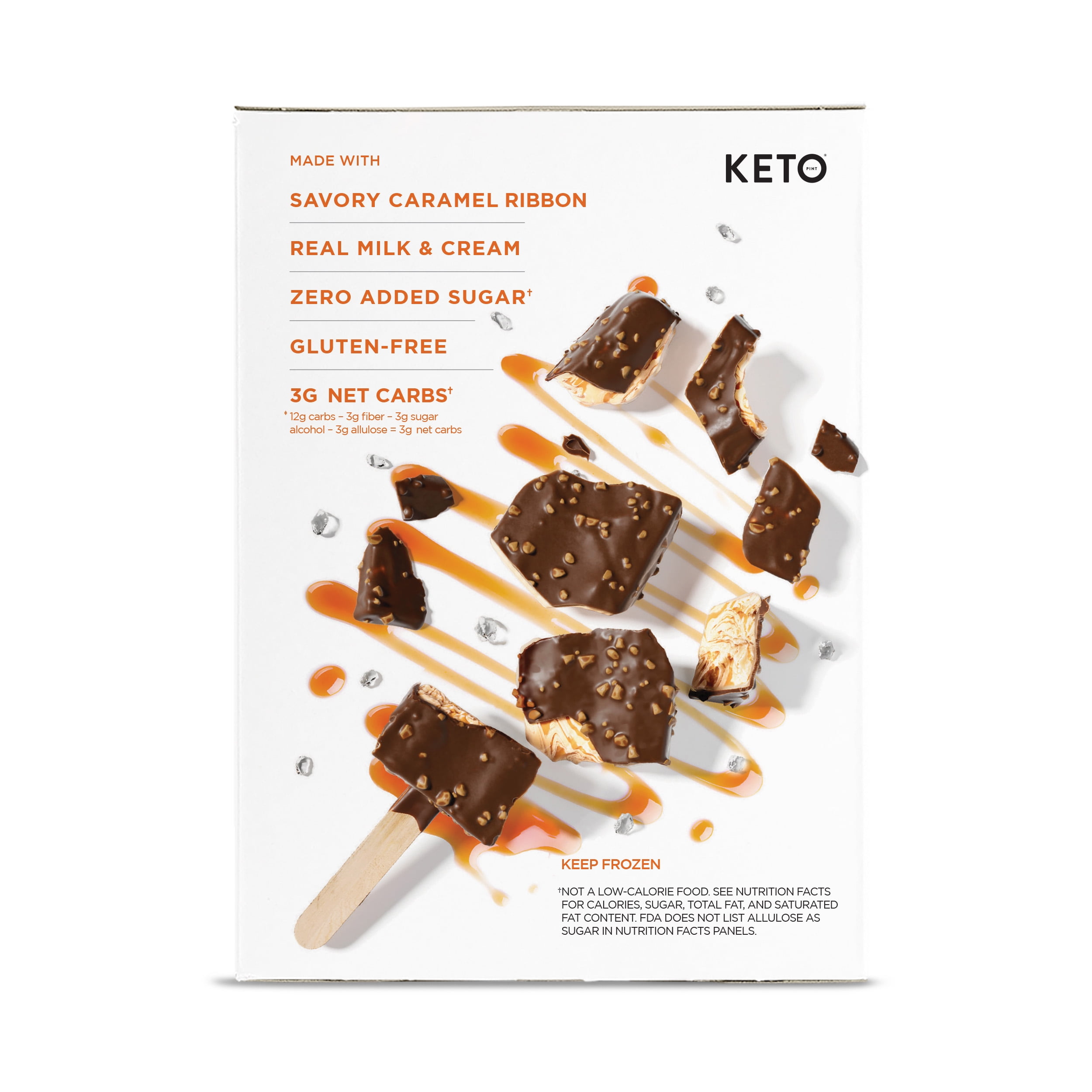 Keto Pint Salted Caramel Almond Ice Cream Bars, No Added Sugar, 2.75 fl oz, 4 Count