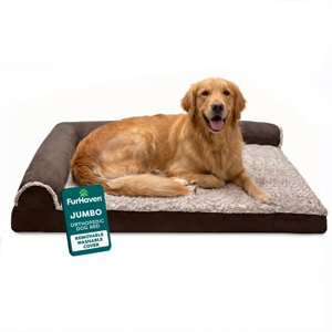 Furhaven L-Shaped Orthopedic Dog Bed, Jumbo XL, Espresso