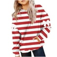 thumbnail image 2 of PWPSG Hoodies for Girl Fashion Striped Sweatshirts Daily Casual Hoodie Oversized Long Sleeve Pullover Tops for Back to School Red 160, 2 of 6