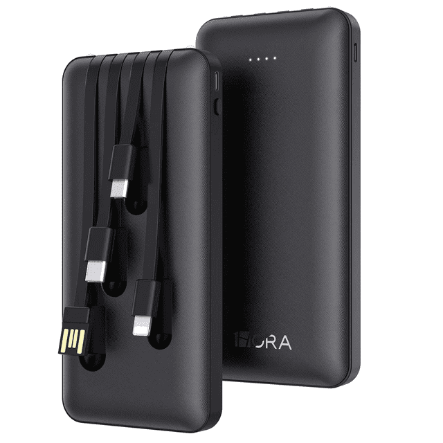 Power Bank Batería Portátil con 4 Cables Micro USB Tipo C Negro BLOOSOM