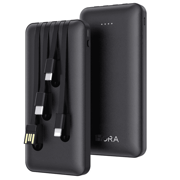 Power Bank Batería Portátil con 4 Cables Micro USB Tipo C Negro BLOOSOM