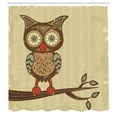 thumbnail image 3 of Ambesonne Retro Shower Curtain, Owl Sitting on Branch, 69"Wx70"L, Brown Cream Teal, 3 of 5