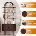 thumbnail image 4 of 71" Tall Arched Bookshelf with Sliding Tambour Doors, Mid Century Modern Curved Metal Frame Bookcase, 4-Tier Storage Display Shelf for Living Room/Bedroom/Home Office, 4 of 8