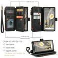 thumbnail image 5 of Nalacover Zipper Wallet Case for Google Pixel Fold with Wrist Hand Strap, Large Capacity Premium PU Leather Card Slots Holder Flip Kickstand Purse Cover for Google Pixel Fold, Black, 5 of 7