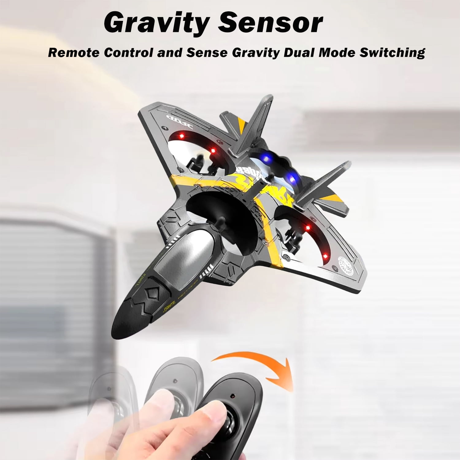 Kivdit RC Plane,2.4GHz Gravity Sensing RC Airplane with LED Lights,Four-Motors Remote Control Airplane for Beginners Kids Adults