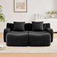 thumbnail image 3 of LiviNest Anti-Slip Chaise Lounge Sofa, Teddy Fabric Upholstery with 32D High Density Sponge Cushion, Curved Armrests Ergonomic Support for Living Room Bedroom, Black, 3 of 6