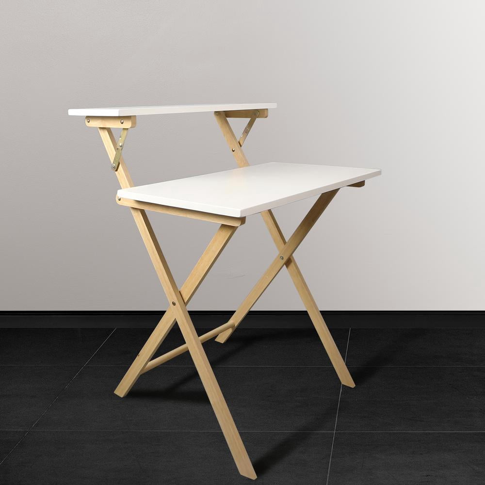 Casual Home Solid Wood 2-tier Folding Laptop Working Desk
