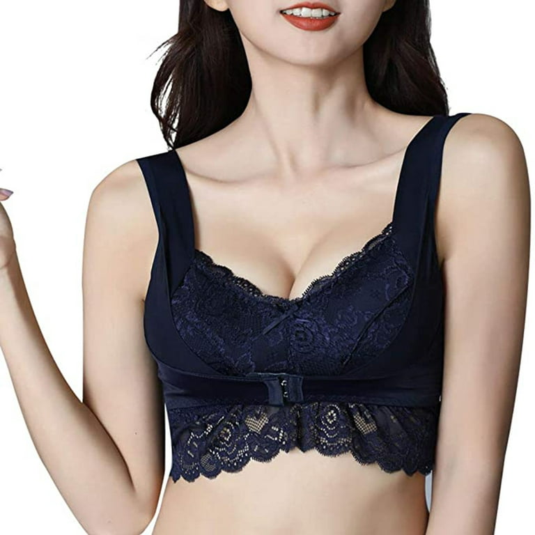 Mikilon Front Buckle Sexy Gathe r up Breast Milk Sleep Lace No Steel Ring Bra  Wireless Bras for Women Support 32 B Clearance 