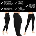 thumbnail image 2 of Go2 Compression Leggings Womens Black High Waist with Tummy Control and Pocket(Black,Small), 2 of 3
