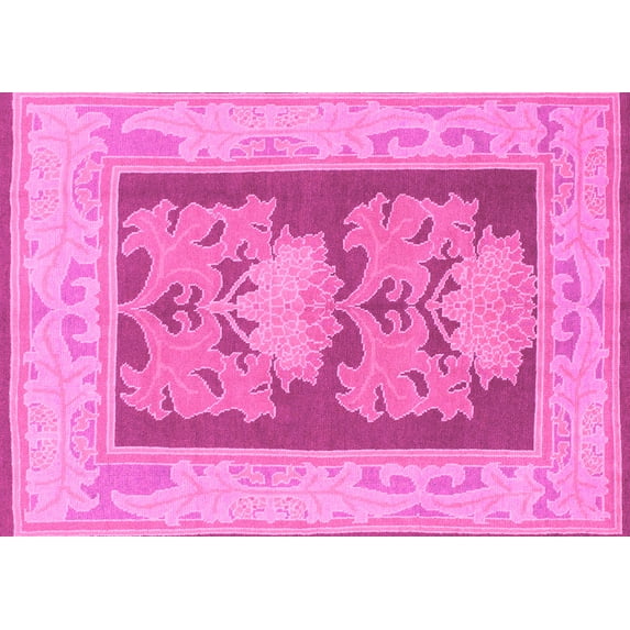 Ahgly Company Indoor Rectangle Abstract Pink Modern Area Rugs, 7' x 10'