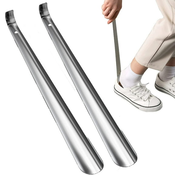 Dengjunhu 2Pcs Metal Shoe Horn Long Handle for Seniors,11" Long Shoes Horn for Women,Men,Kids Boots,Premium Shoehorn,Shoe Tongue