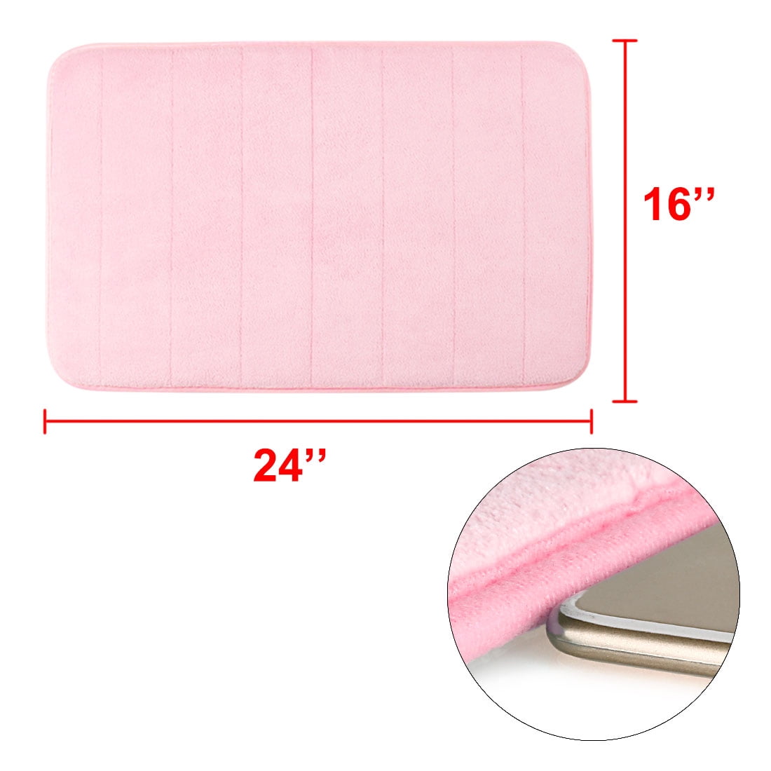 Unique Bargains 2-Piece Memory Foam Non-slip Floor Rug 24" x 16" Pink