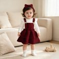 thumbnail image 6 of Baby Toddler Girl 2Pcs Fall Spring Clothes Set Long Sleeve Crewneck Tops Heart Bow Suspender Skirt With Headband Outfit Sets Kaprioy Girls Clothes Fall Winter, 6 of 8