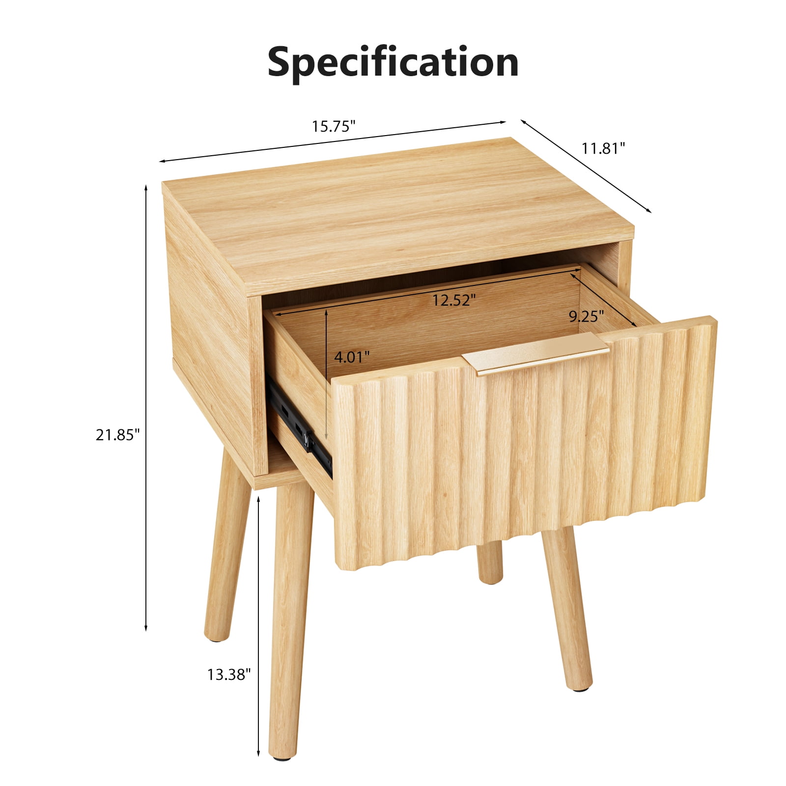 Ktaxon Set of 2 Solid Wood Nightstand,  End Table, Side Side End Table for Bedroom Furniture, Oak