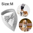 thumbnail image 2 of Bandana de boda para perro, collar para perro con pajarita, disfraz de cumpleaños, esmoquin ajustable para fiesta de mascotas, rayas grises, 2 of 5