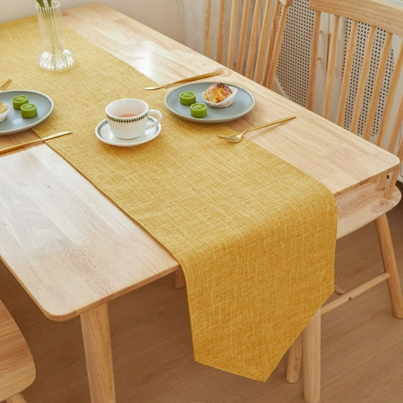 Zhuge Solid Color Linen Table Runner, Simple Long Strip Design - Versatile for Tea Tables, Dining Cabinets & Desktop Decoration, Elegant Table Accent Cloth (yellow, 180*30cm)