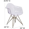 thumbnail image 2 of Transparent Side Chair with Arms and Gold Base$$Furniture, 2 of 9