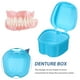 thumbnail image 3 of Estuche para prótesis dentales, caja de baño para prótesis dentales, caja de almacenamiento de dientes postizos con contenedor de red colgante (azul claro), 3 of 8
