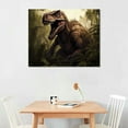 thumbnail image 2 of JRXY Jurassic Dinosaur Tyrannosaurus Rex Art Landscape Decorative Poster Canvas Pictures for Wall Panels for Bathroom Painting Prints for Bedroom  16x12in, 2 of 4