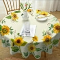 thumbnail image 2 of Round Sunflower Tablecloth 60x60 inch, Waterproof Wrinkle Resistant Durable Polyester Table Cover Spring Summer Watercolor Floral Tablecloth for Indoor and Outdoor, Holiday Kitchen Dining and Parties, 2 of 6