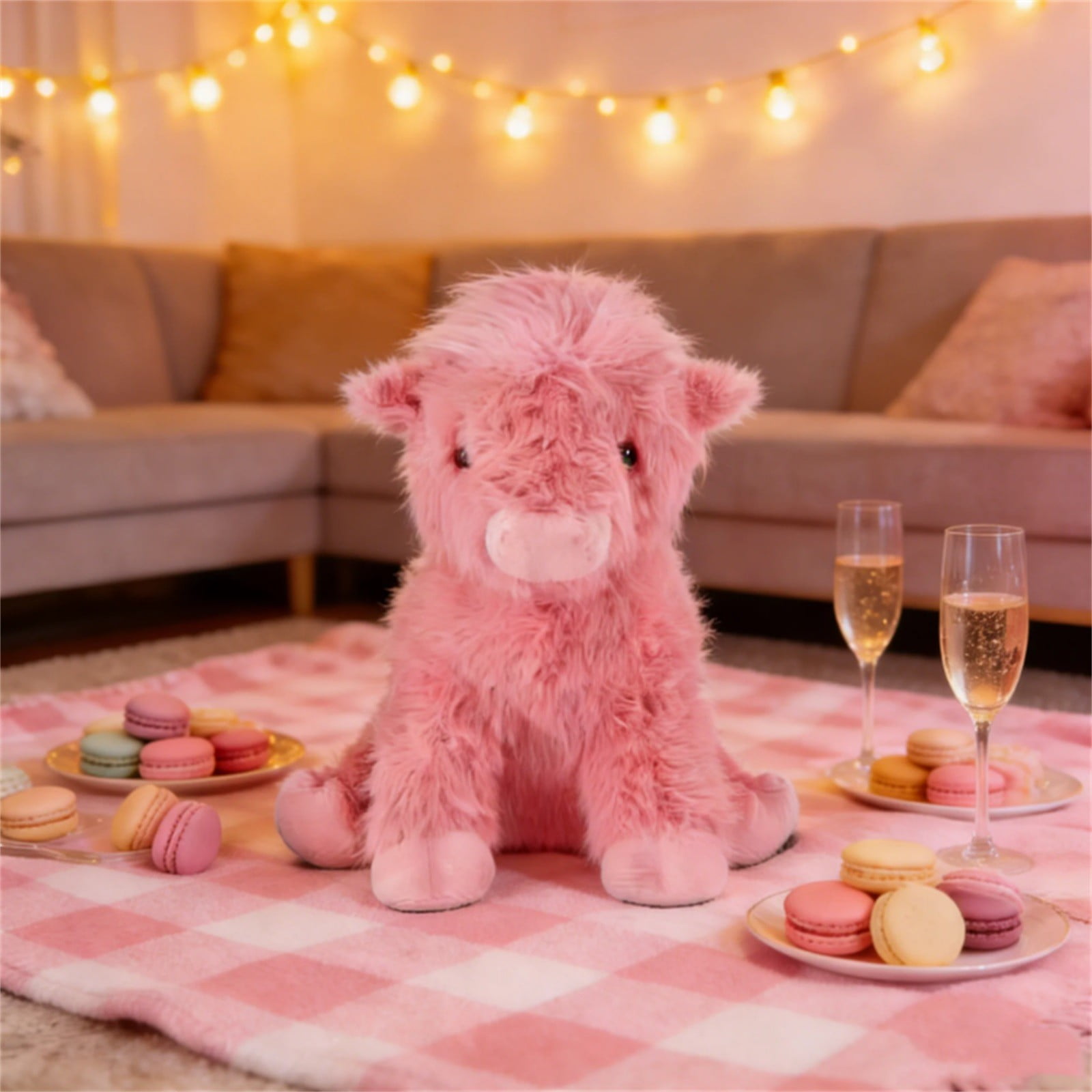 HEWANG Pink Cow Stuffed Animal, Cute Plushies Cow Gifts, Realistic Cute Cows Figure, Weighted Cattle Peluches Toys Decor Pink Stuffed Animal Valentine'S Day Gifts (Cow-13in)