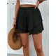 thumbnail image 5 of Pantalones cortos fluidos for mujer, falda pantalón estilo bohemio con volantes y mariposas, cintura alta, tela texturizada, doble capa, Color sólido, informal, 5 of 7