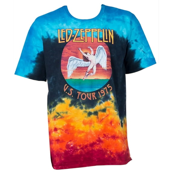 Led Zeppelin Men's Short-Sleeve US Tour 1975 Graphic T-Shirt (Tie Dye)