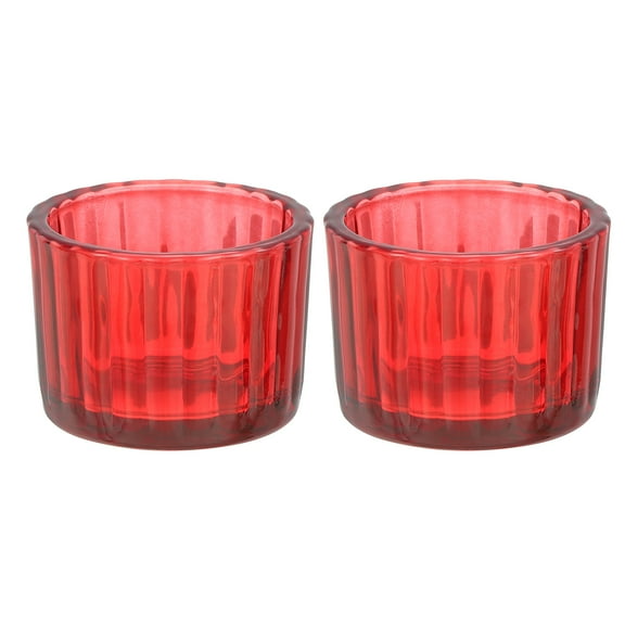 Uxcell Glass Empty Candle Jars, 2 Pcs Ribbed Candle Containers for Candle Making, DIY Gifts, Home Decor, Storage, Red