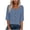 #0202-Blue, variant on Womens Blouses Round Neck Three Quarter Sleeve Full Button Front Curved Hem Plain Womens Tees Loose Fit Daily Stretchy Daily Tops