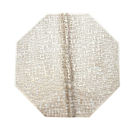

1pc Hollow Round PVC Placemats Anti-slip Heat Insulation Table Mats Tableware Pad Coaster (Gold)