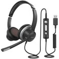 thumbnail image 2 of Mpow HC6 Office USB Wired Headset, On-Ear 3.5mm Jack Call Center Headphones with 270° Noise-Canceling Boom Microphone for Skype, Webinar, 2 of 9