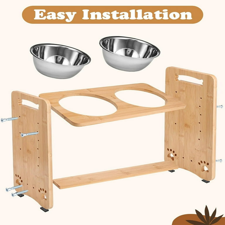 Petbank Elevated Dog Bowls Raised Stand with 2 Stainless