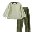 thumbnail image 2 of PInxai Clothes for Boys Girls Color Block Comfy Round Neck Tops Elastic Waisted Wide Leg Pants Thermal 2 Piece Outfits Fall,Green,6-7Years, 2 of 4