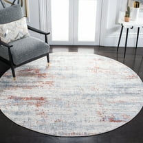 SAFAVIEH Amelia Topher Abstract Area Rug, Ivory/Rust, 6'7" x 6'7" Round