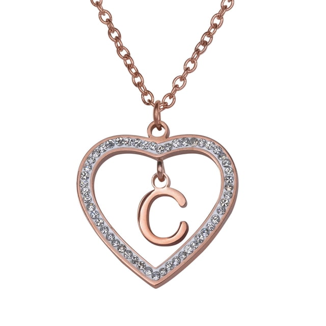 Collar de Mujer Corazón con Inciales LuckyLy, Modelo Adina rosa UNITALLA