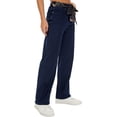thumbnail image 2 of Pantalones vaqueros de pierna ancha para mujer, cintura alta, holgados, pierna recta, elásticos, casuales, pantalones de mezclilla para mujer, azul-16, 2 of 5