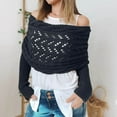 thumbnail image 2 of AWZXDE Women's Autumn Winter Solid Color Knitted Knit Openwork Extra Long Double Sleeve Shawl Scarf Wrap Poncho Navy,One Size, 2 of 9