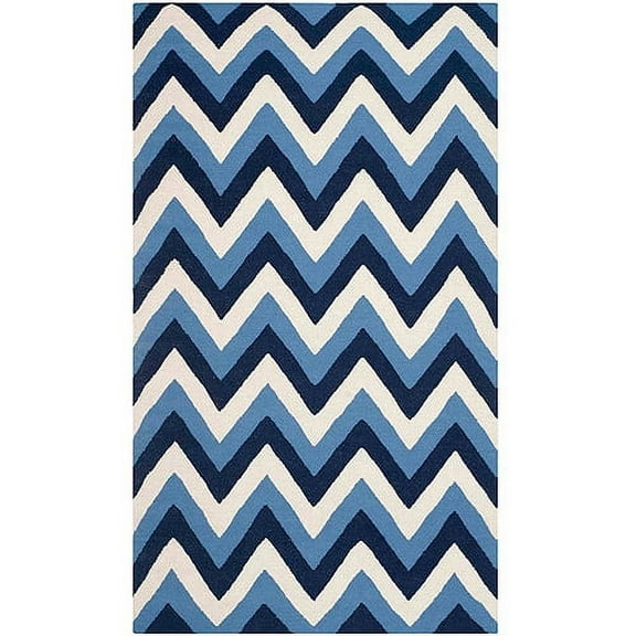 SAFAVIEH Dhurries Wenona Geometric Area Rug, Navy/Light Blue, 8' x 10'
