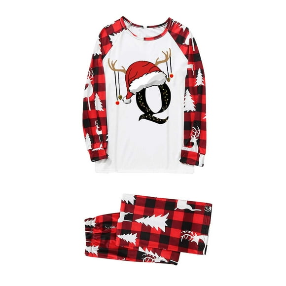 SNOWSONG Clearance! Matching Christmas Pajamas for Family 2024 New 26 Alphabet Parent-Child Dresses Mom Model Q Matching Family Pajamas Winter Pajamas A Set of PJs Red L