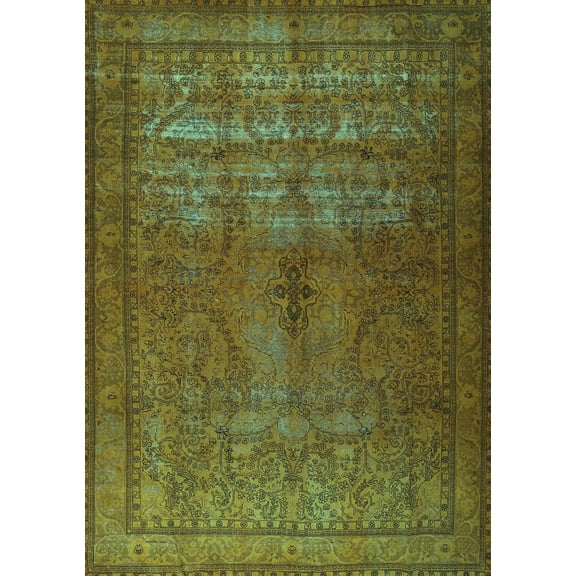 Ahgly Company Machine Washable Indoor Rectangle Persian Turquoise Blue Traditional Area Rugs, 5' x 7'
