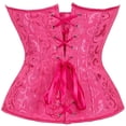 thumbnail image 3 of Womens Corset Top Bustier Overbust Boned Push up Brocade Classic Floral Plus Size Rose XXS, 3 of 6