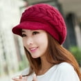 thumbnail image 4 of Vorkoi Women's Winter Warm Hat Crochet Slouchy Beanie Knitted Caps with Visor, 4 of 9