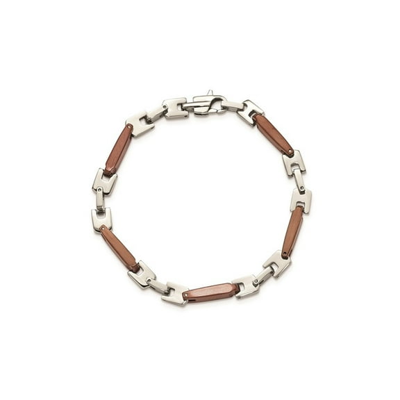 Gem & Harmony Mens Brown Plated Stainless Steel Bracelet (8.25 inches) for Men