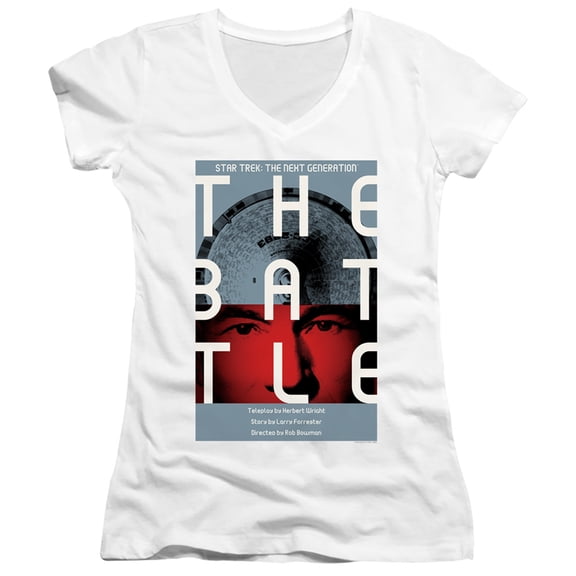 Star Trek Tng Season 1 Episode 9 Junior Women's V-Neck T-Shirt White