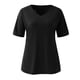 thumbnail image 2 of Camiseta de Manga Corta Fiudx Verano Cuello En V Color Sólido Mujer, 2 of 4