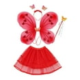 thumbnail image 1 of Disfraz de hada para niñas, disfraz de princesa, tutú, personal para niños, ala de mariposa, 4 unids/set para juego de simulación, recuerdo de fiesta, Rojo Salvador Disfraz de hada, 1 of 10