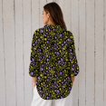 thumbnail image 2 of Nyfairy Plus Size Women's Floral Embossed Print Long Sleeve Button Down Casual Shirt, 2 of 5