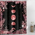 thumbnail image 3 of Moon Phase Shower Curtain, Aesthetic Pink Moon Moonlit Celestial Night Garden Plants Herbs Botanical Floral Sky Gothic Bathroom Decor Bath Curtain 12 Hooks Fabric Polyester Washable, Boho Curtains, 3 of 6