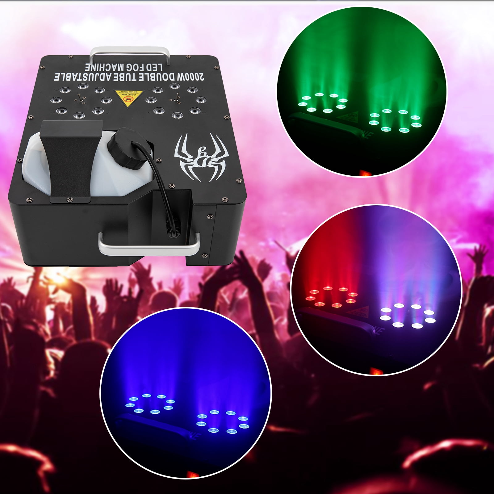 Dwellnix Stage Machine 16 RGB LED Fog Smoke Machine DMX DJ Smoke Effect 2000W Remote
