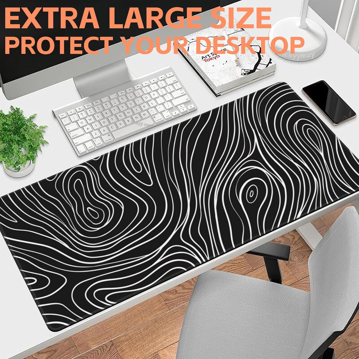 Abstract Outline Gaming Mouse Pad,Large Non-Slip Thick Stitched Edge Mouse Mat for Home Office Gaming Keyboard Desk Pad (35.4 x 15.7 Inches)